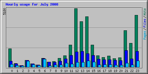 Hourly usage for July 2008