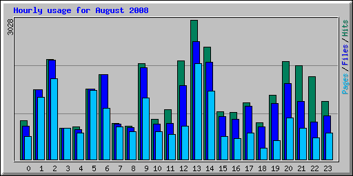 Hourly usage for August 2008
